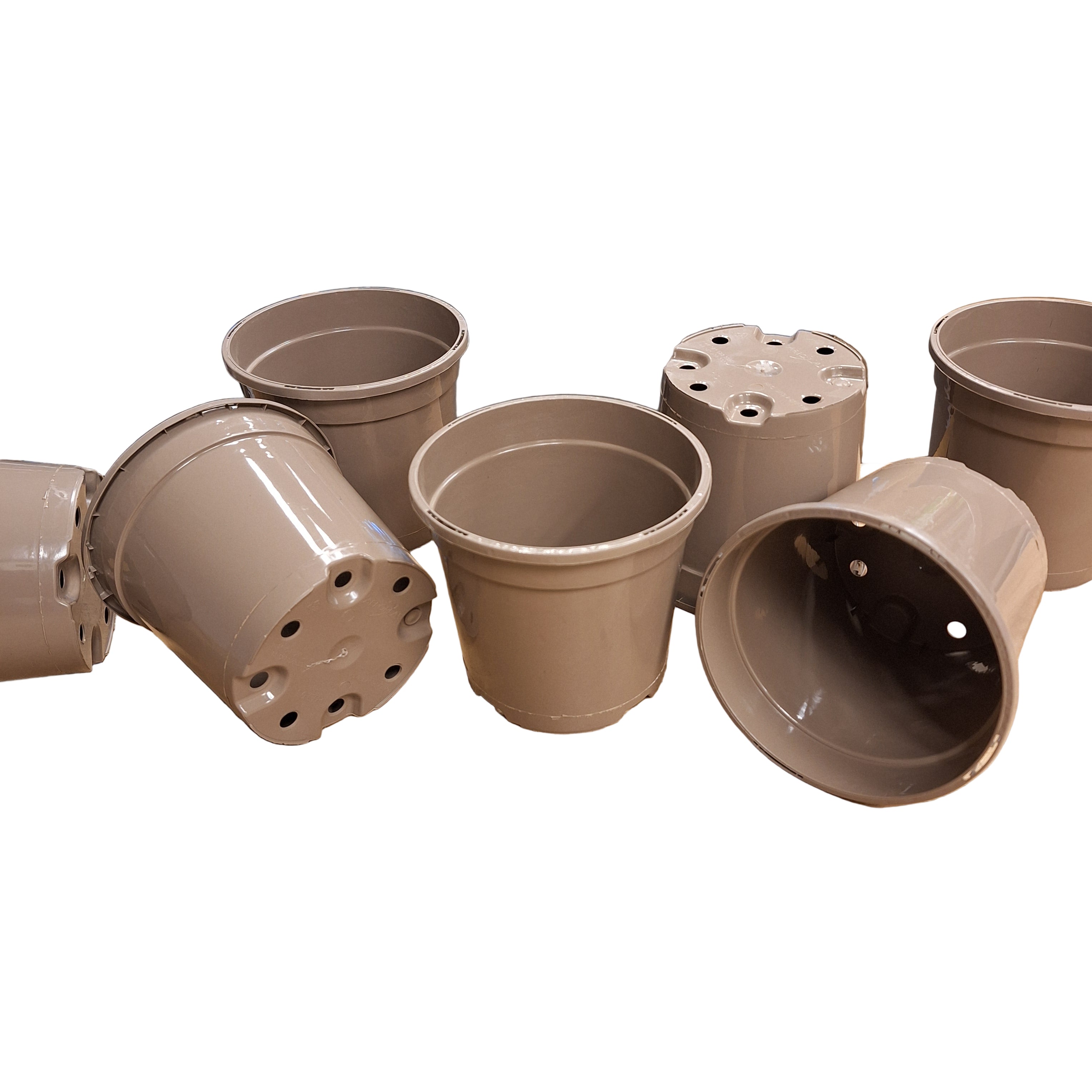 13cm 1L Round Slotted Pots - Taupe