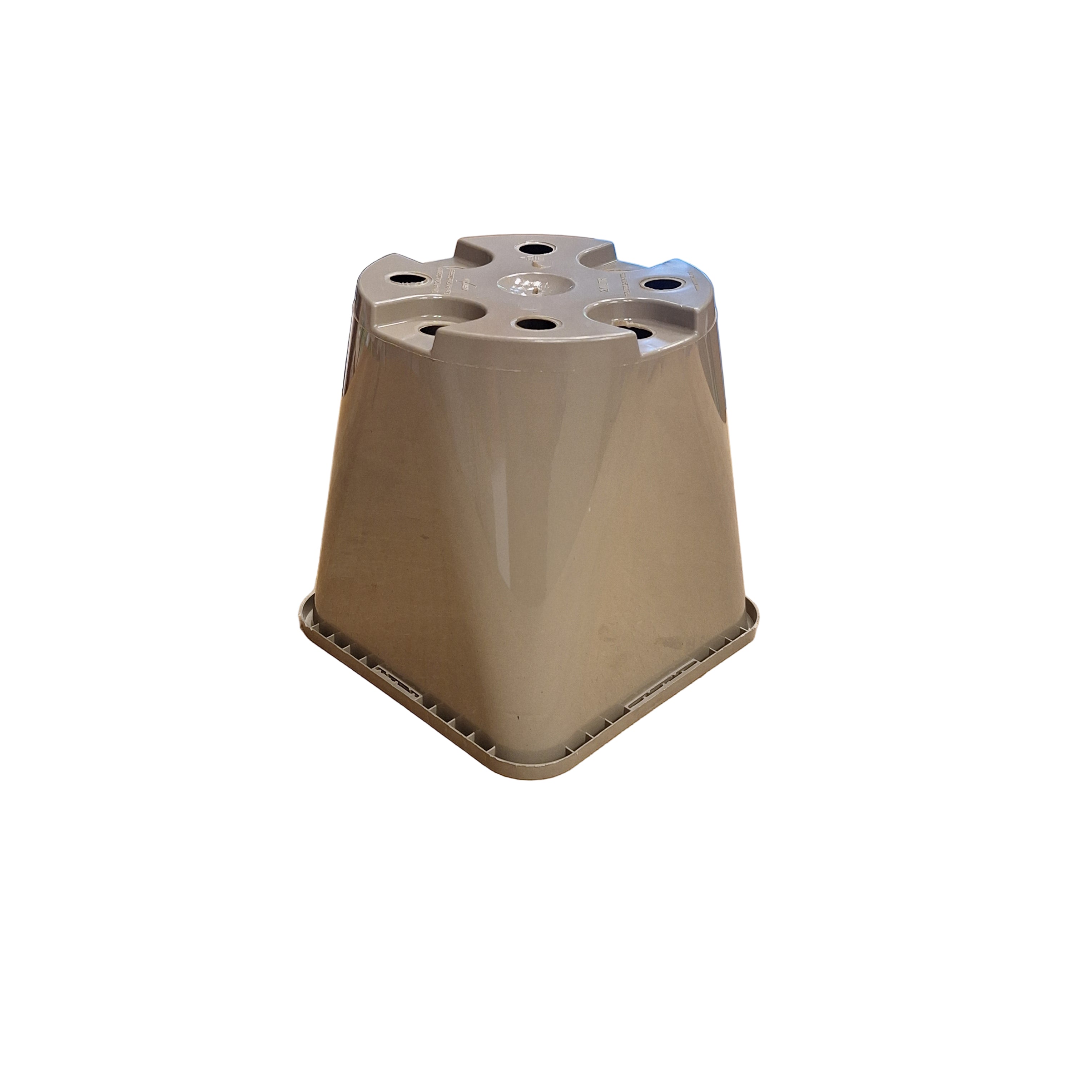 14cm 2L Sq Round Plant Pots - Taupe