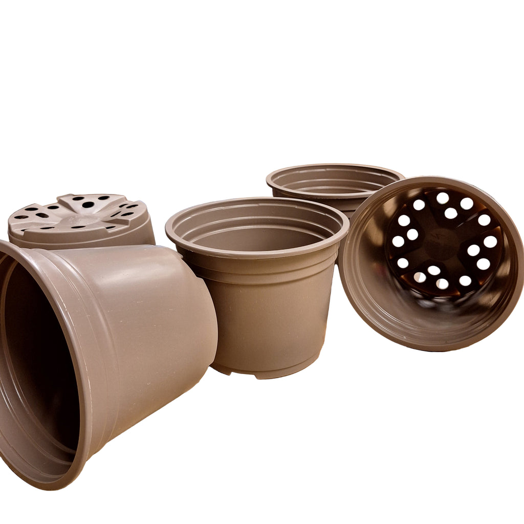 17cm 2L Round Thermo-Formed Pots - Taupe
