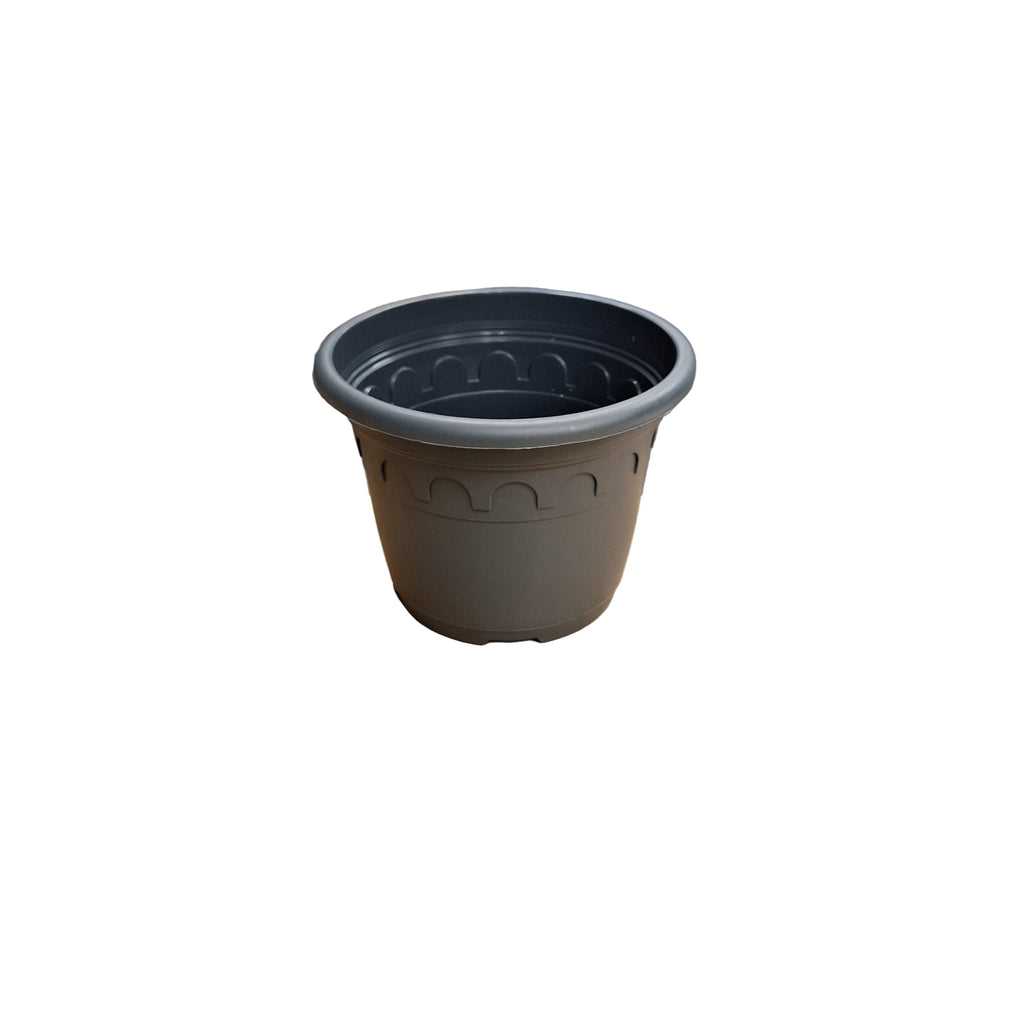 24cm 4.6L Round Plant Pots - Roma - Grey